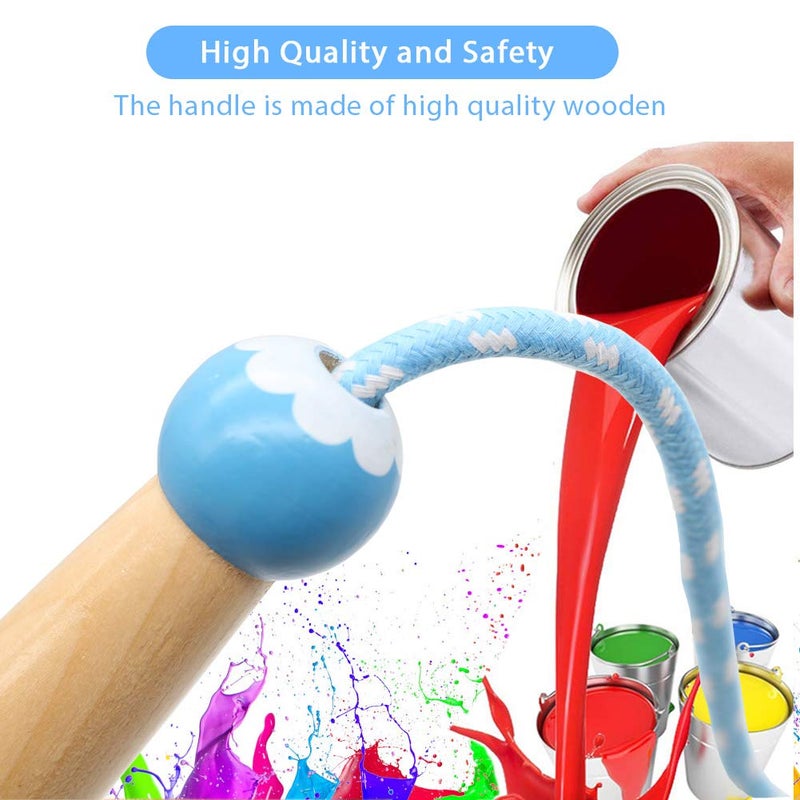 Ace one Jump Rope Kids, 7ft Adjustable Cotton Skipping Rope with Wooden Handle for Boys and Girls Fitness Outdoor Exercise(Blue) - Image 3